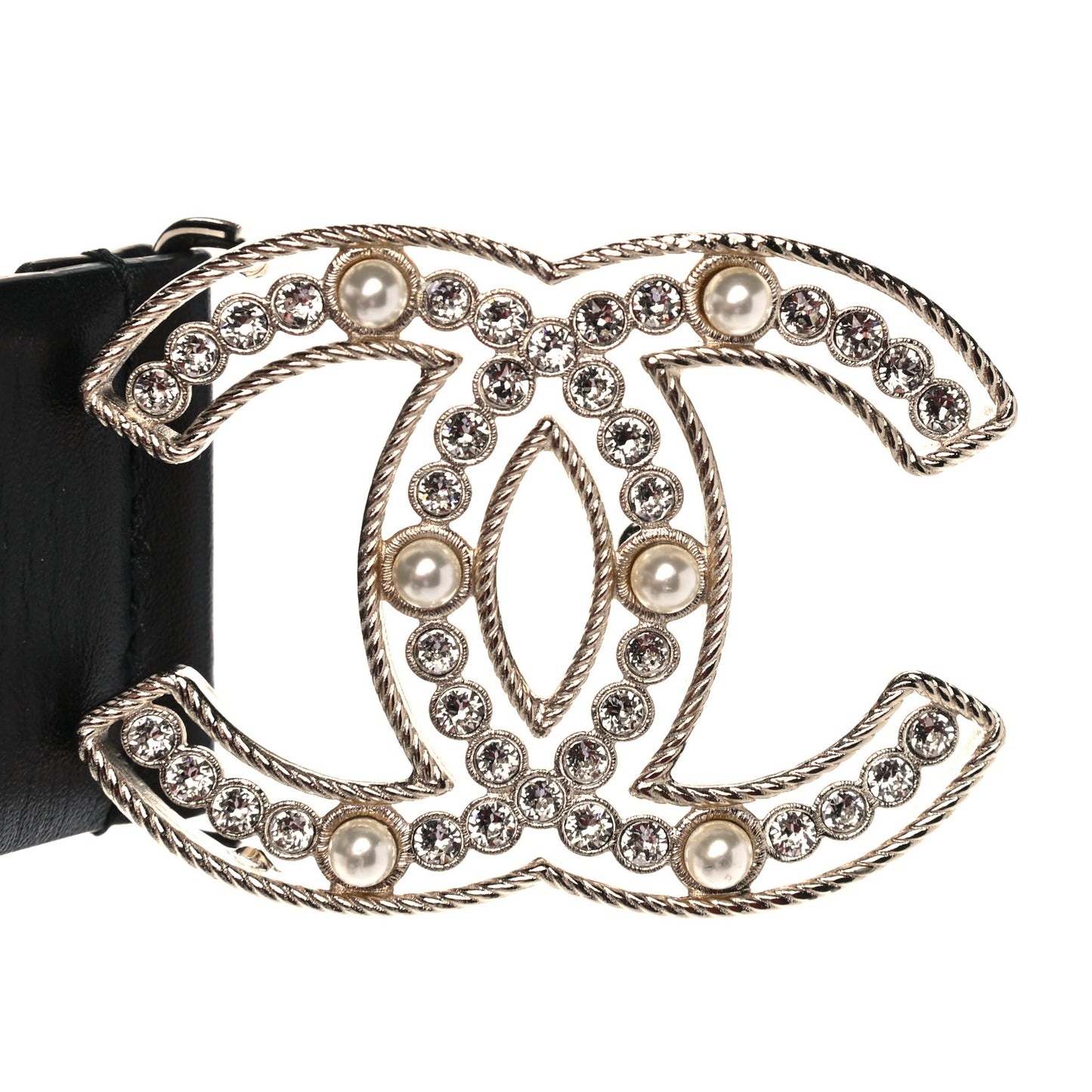 Pearl Crystal Sparkling Pearls CC Belt 90 36 Black