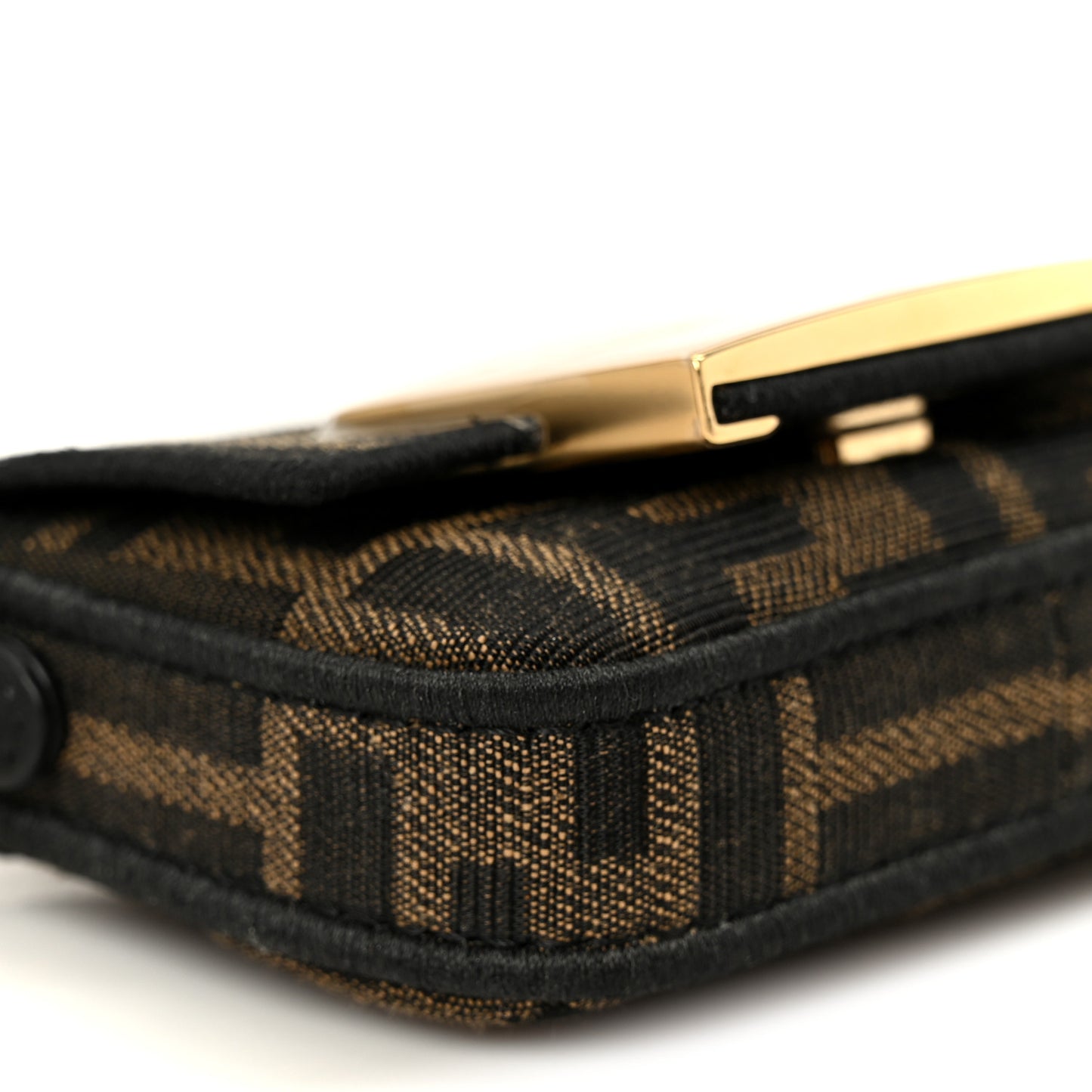 Fabric Jacquard FF 1974 Nano Maxi Buckle Baguette Charm Tobacco Moro Black