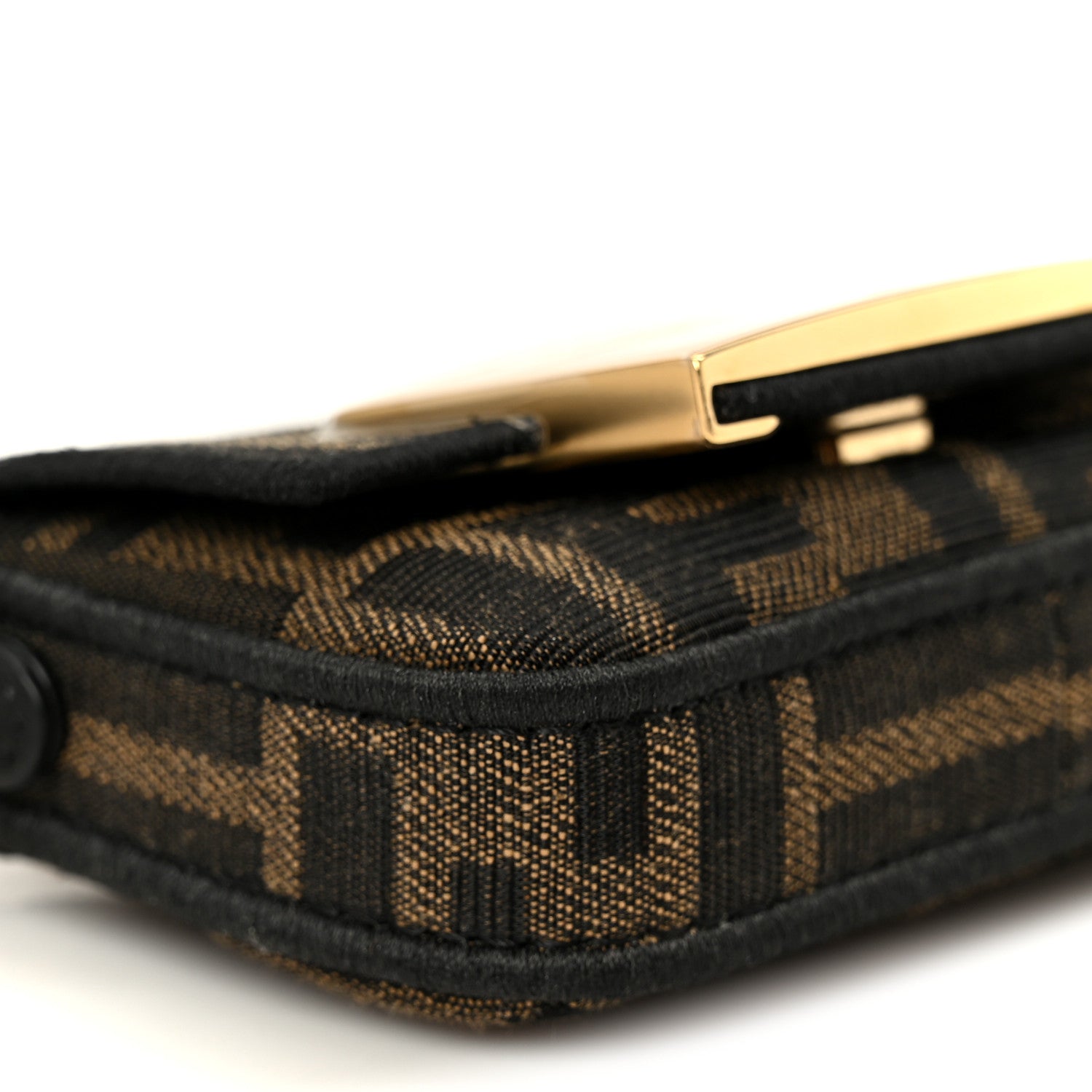 Fendi Fabric Jacquard FF 1974 Nano Maxi Buckle Baguette Charm Tobacco Moro Black 11 of 12