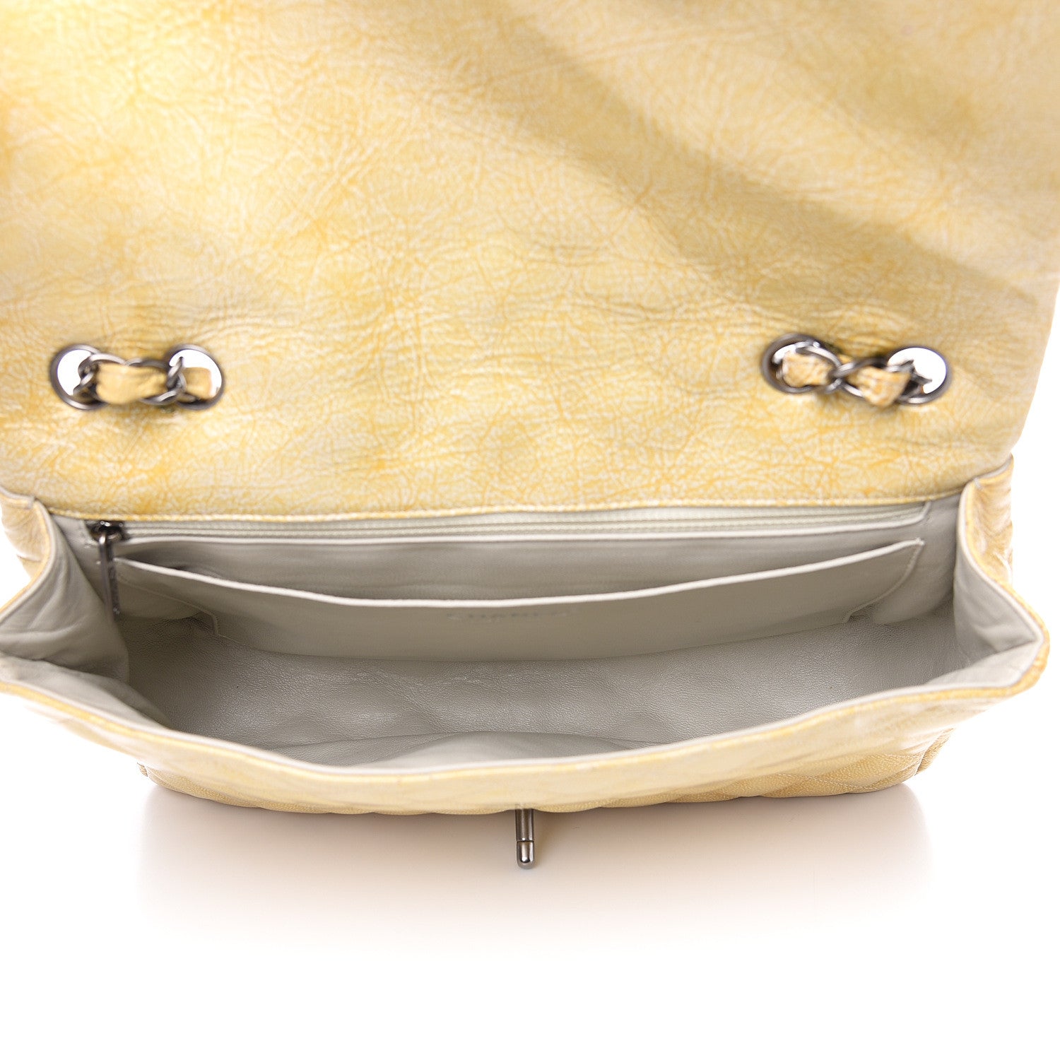 Chanel Crinkled Patent Quilted Jumbo Single Flap Light Beige 4 of 13