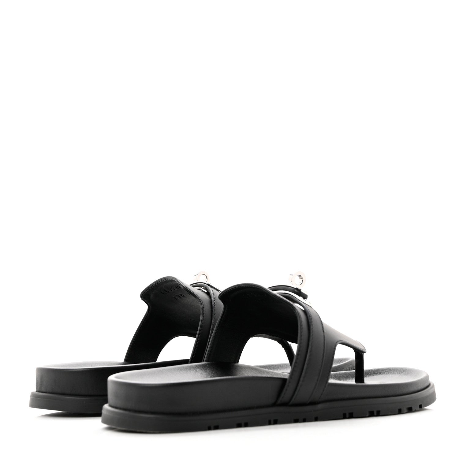 Hermes Calfskin Womens Empire Sandals 37 Black 4 of 9