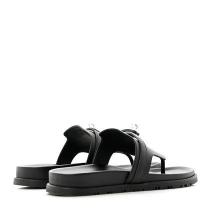 Hermes Calfskin Womens Empire Sandals 37 Black 4 of 9
