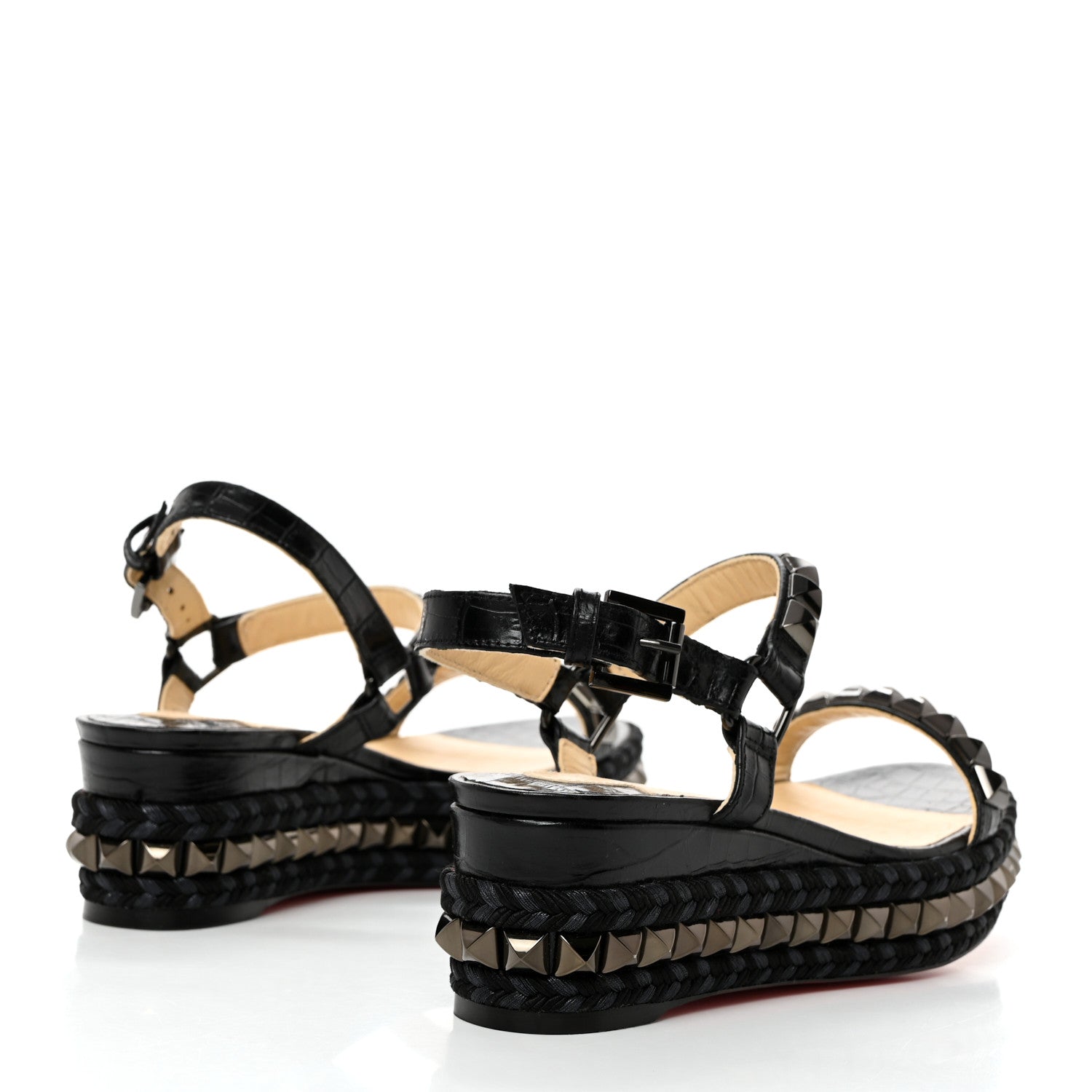 Christian Louboutin Alligator Rope Cataclou 60 Platform Sandals 35 Black 4 of 7