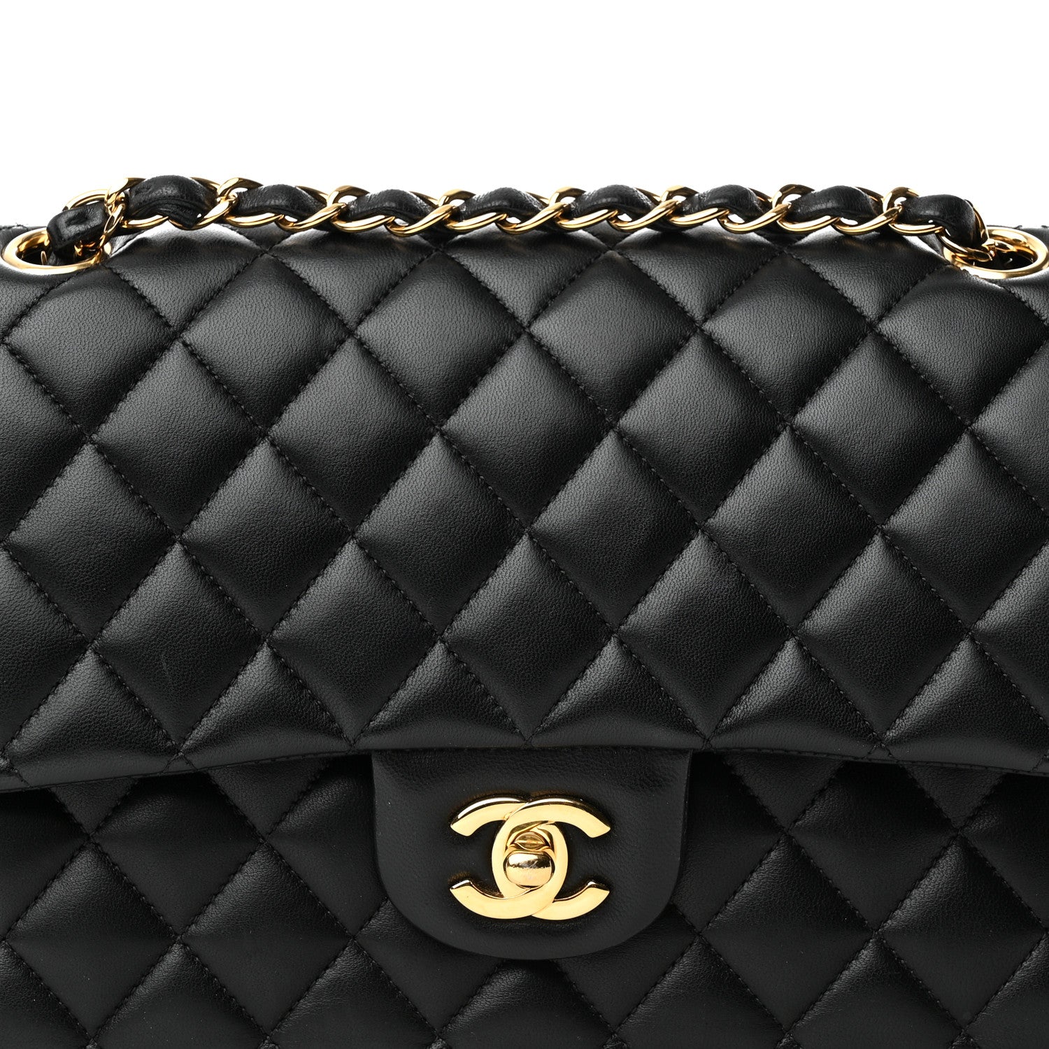 Chanel Lambskin Quilted Medium Double Flap Black 8 of 14