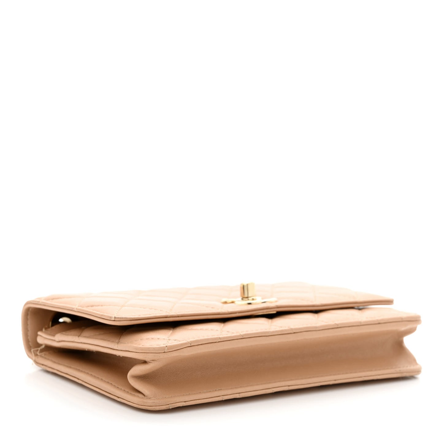 Lambskin Quilted Trendy CC Wallet On Chain WOC Beige