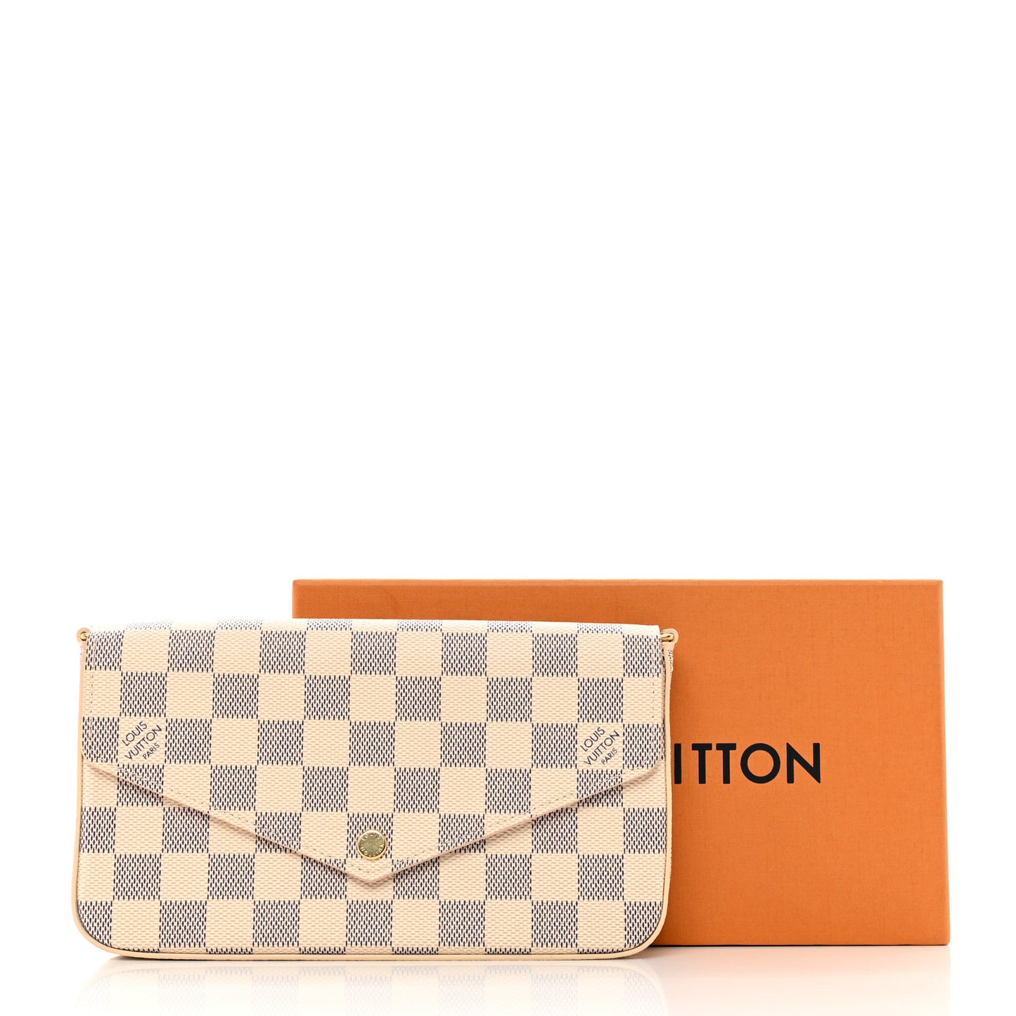 Damier Azur Pochette Felicie Chain Wallet Rose Ballerine