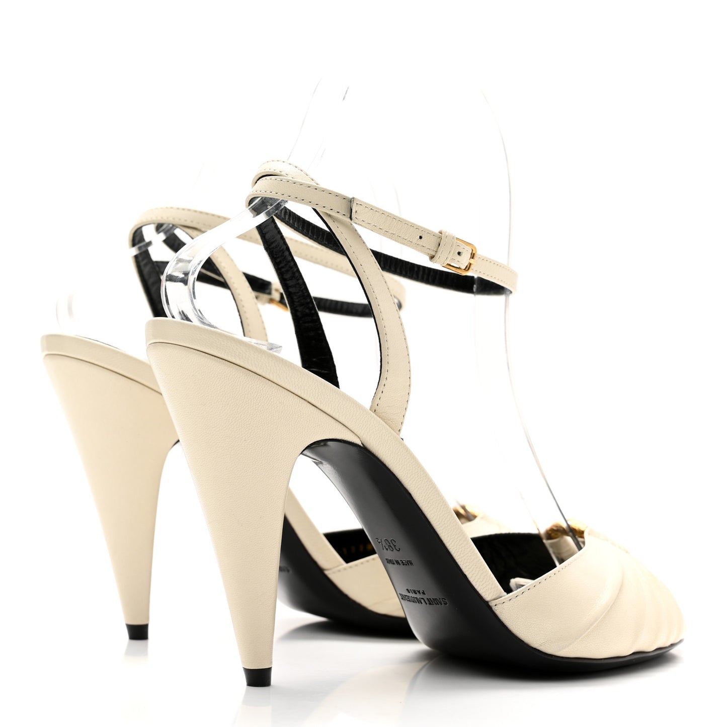 Calfskin Alma 95 Ring Sandals 38.5 Pearl
