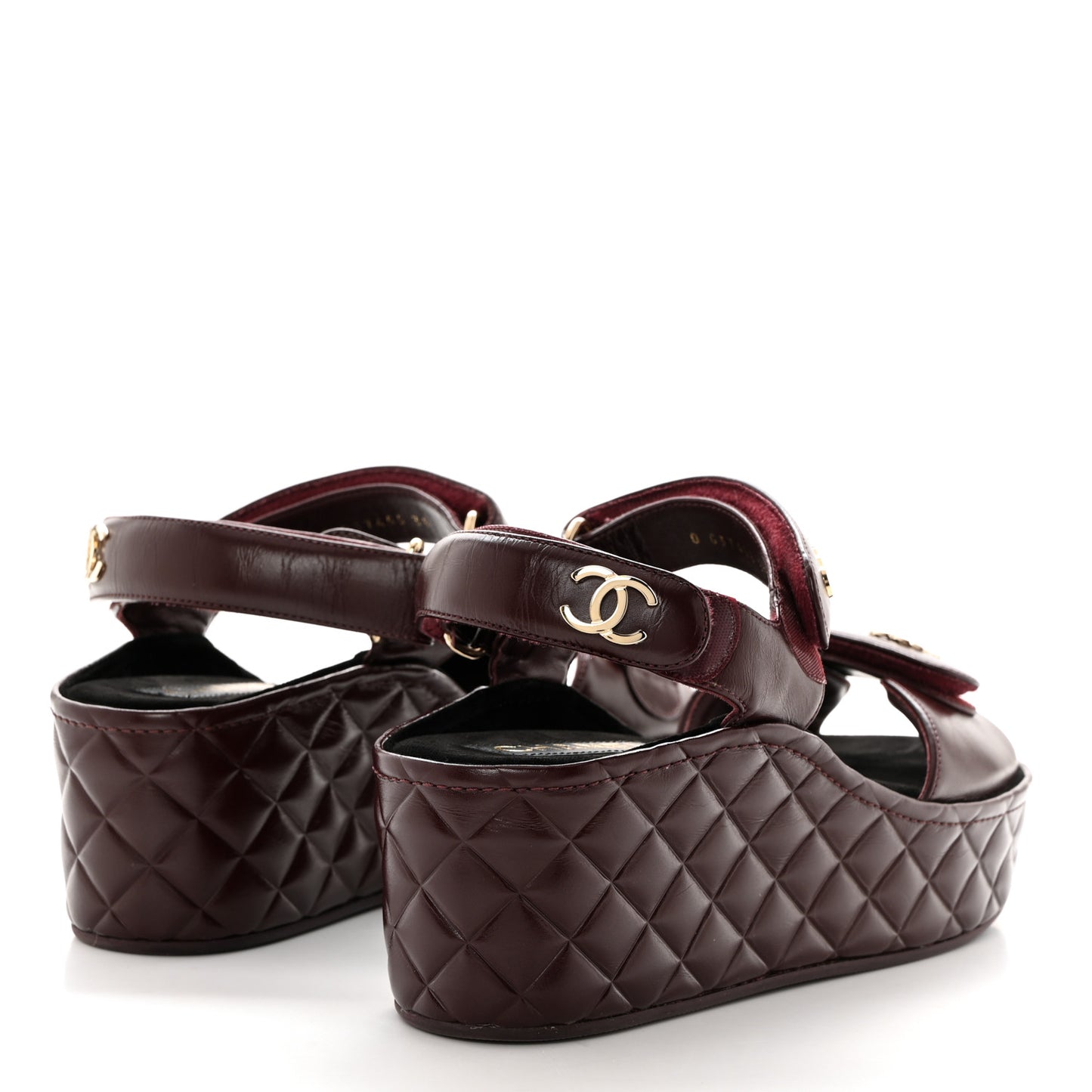Shiny Calfskin Logo Platform Sandals 39 Burgundy