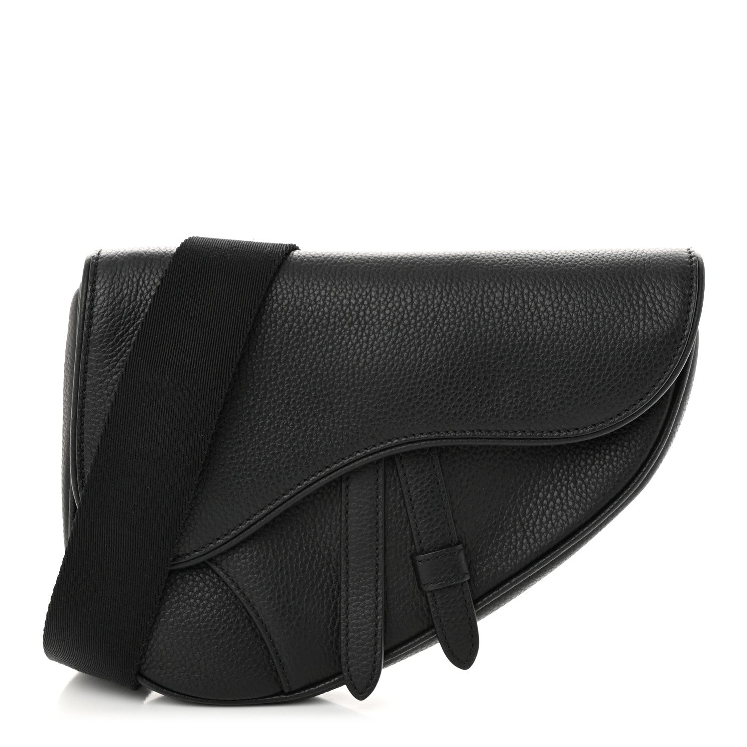 Christian Dior Grained Calfskin Mens Mini Saddle Bag Black 1 of 10