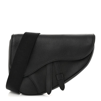 Christian Dior Grained Calfskin Mens Mini Saddle Bag Black 1 of 10