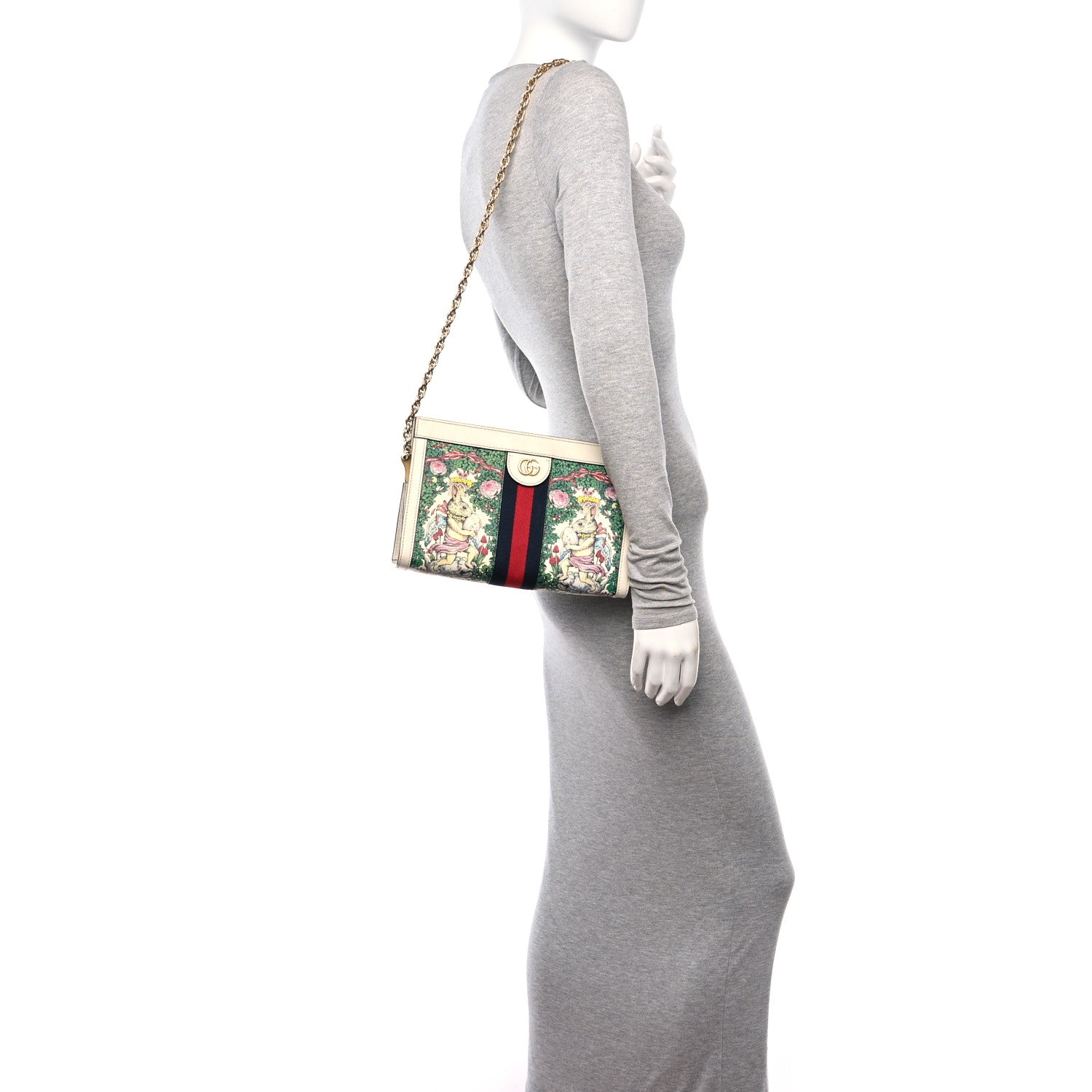 Gucci X YUKO HIGUCHI Canvas Calfskin GG Web Yuko Higuchi Print Small Ophidia Chain Shoulder Bag White 2 of 12