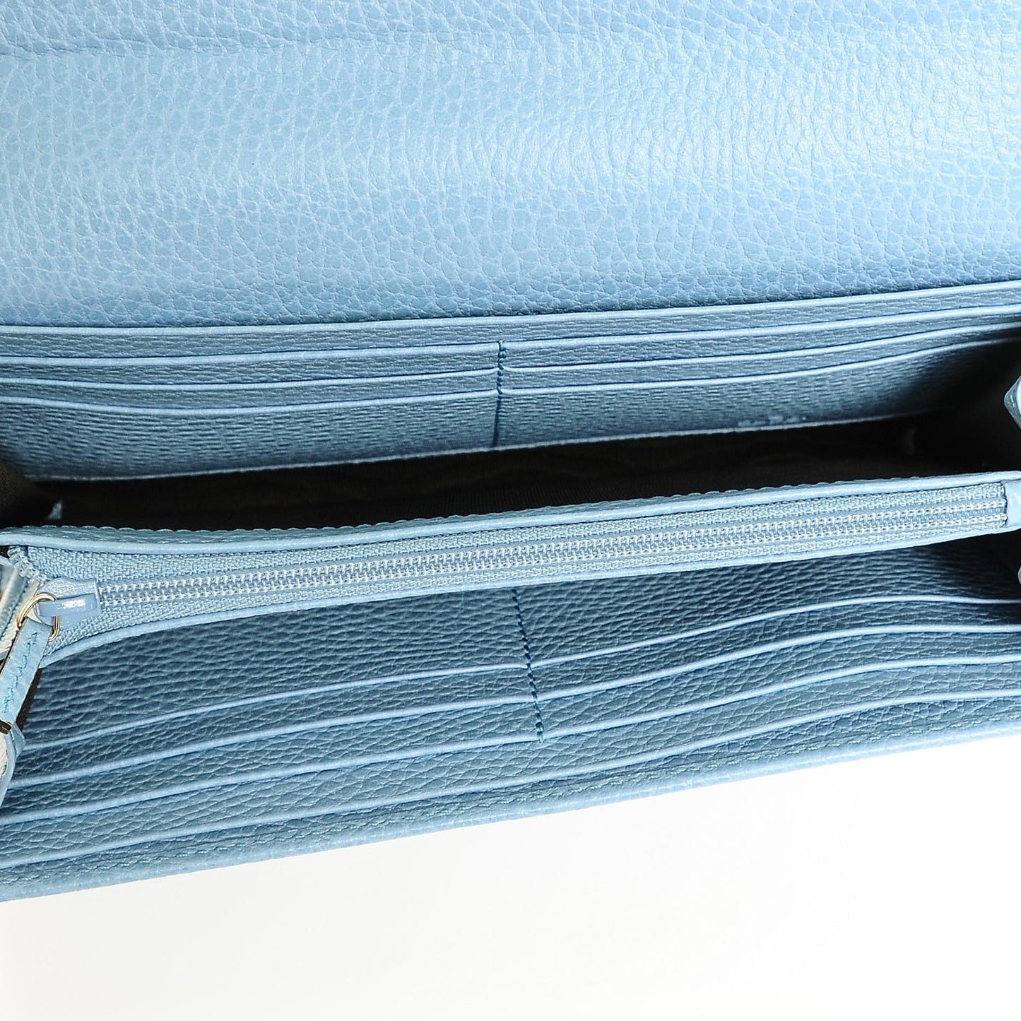 Dollar Calfskin Swing Continental Wallet Mineral Blue