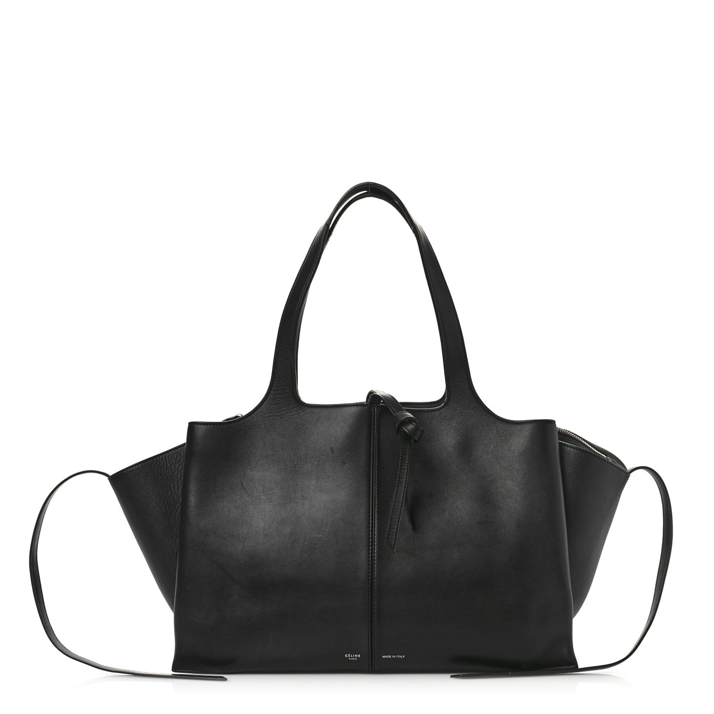 Supple Natural Calfskin Medium Tri-Fold Bag Black