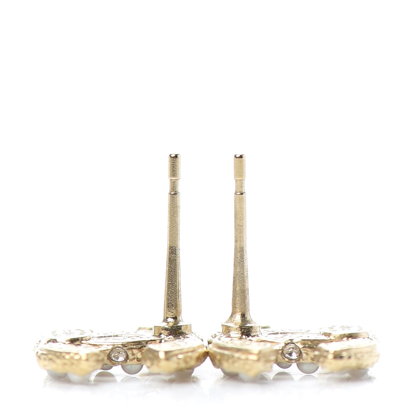 Pearl Crystal CC Earrings Light Gold