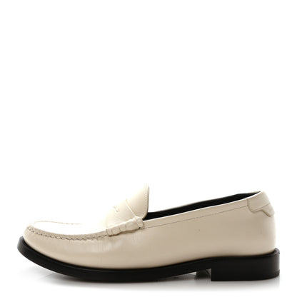 Saint Laurent Calfskin Penny Loafers 37 Pearl 1 of 10