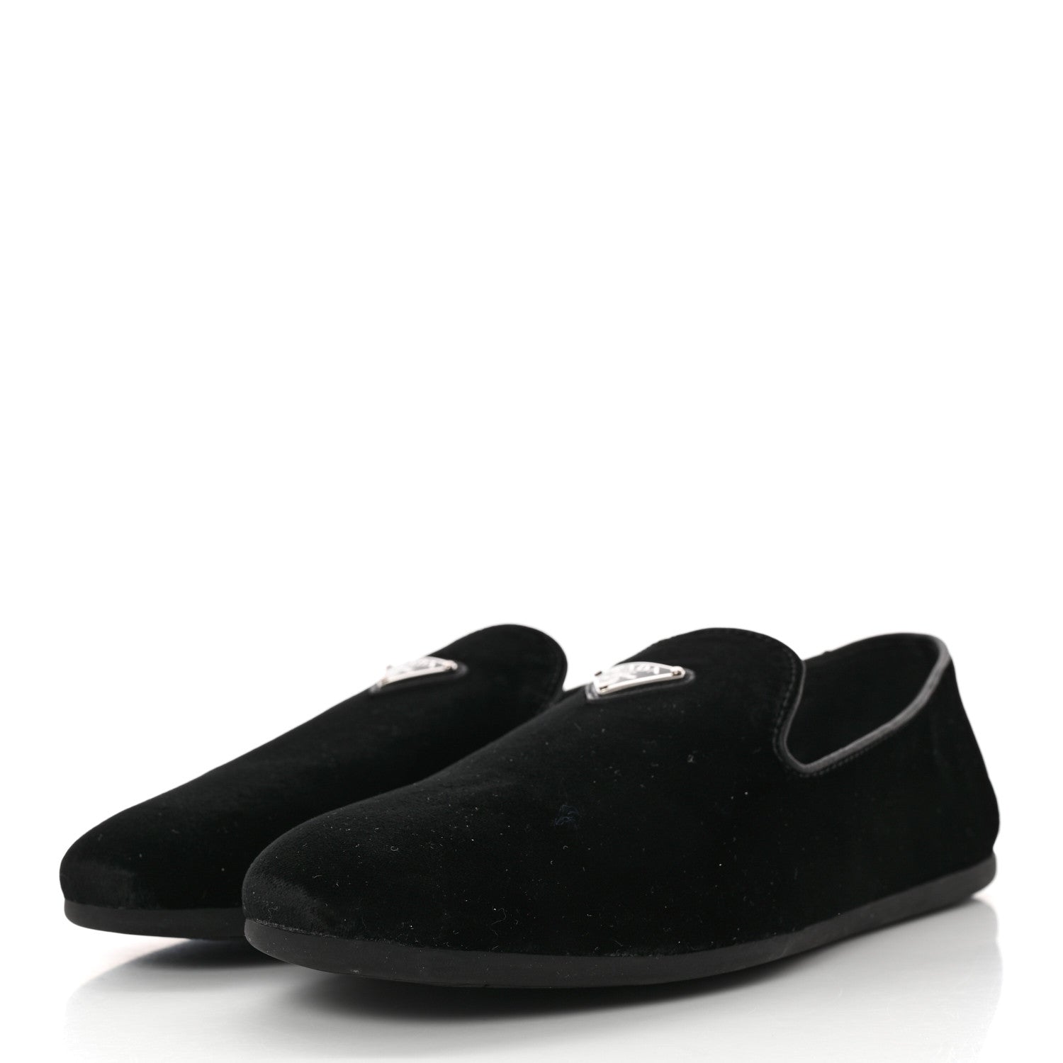 Prada Velvet Mens Slip On Loafers 8 Black 3 of 11