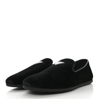 Prada Velvet Mens Slip On Loafers 8 Black 3 of 11