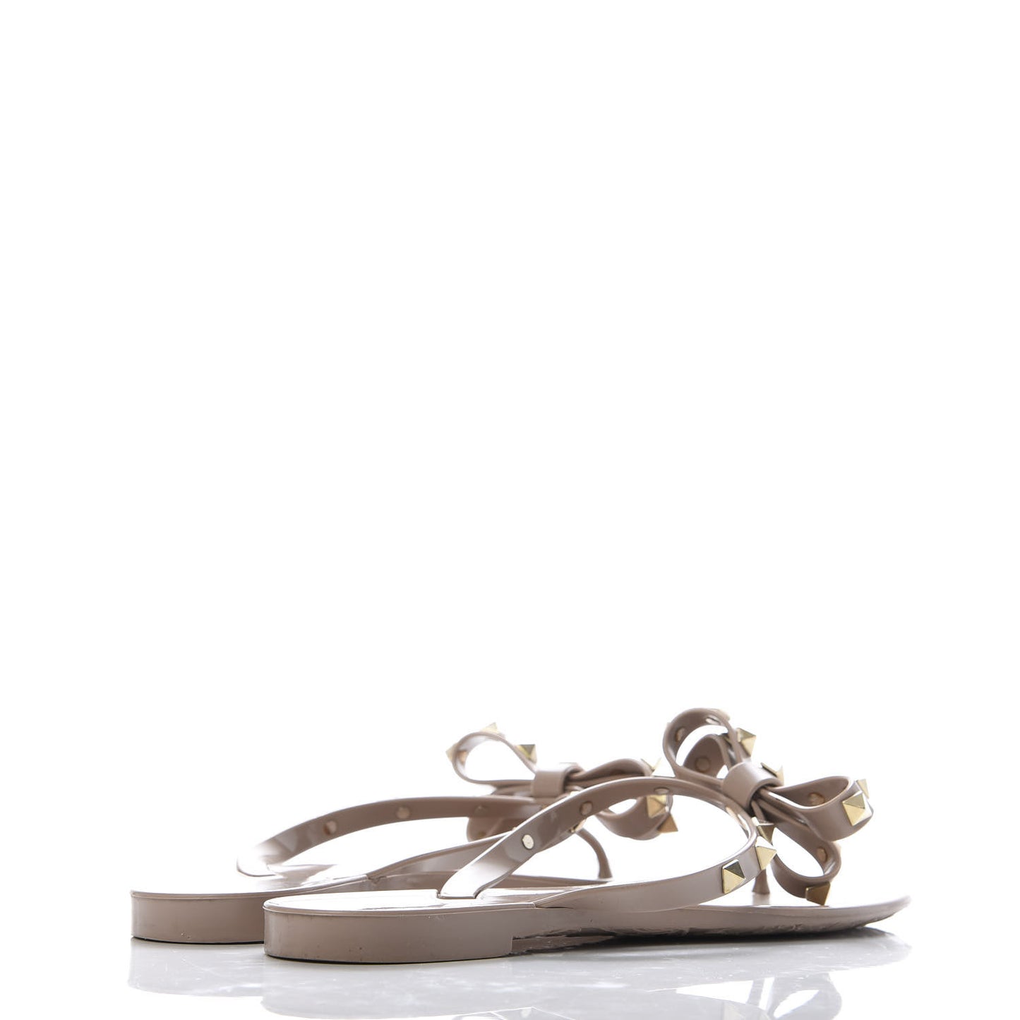 PVC Jelly Rockstud Bow Thong Sandals 37 Poudre