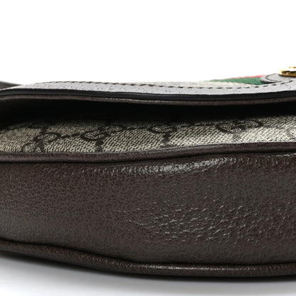 Gucci GG Supreme Monogram Textured Dollar Calfskin Web Mini Ophidia Flap Shoulder Bag Beige Ebony New Acero 8 of 9