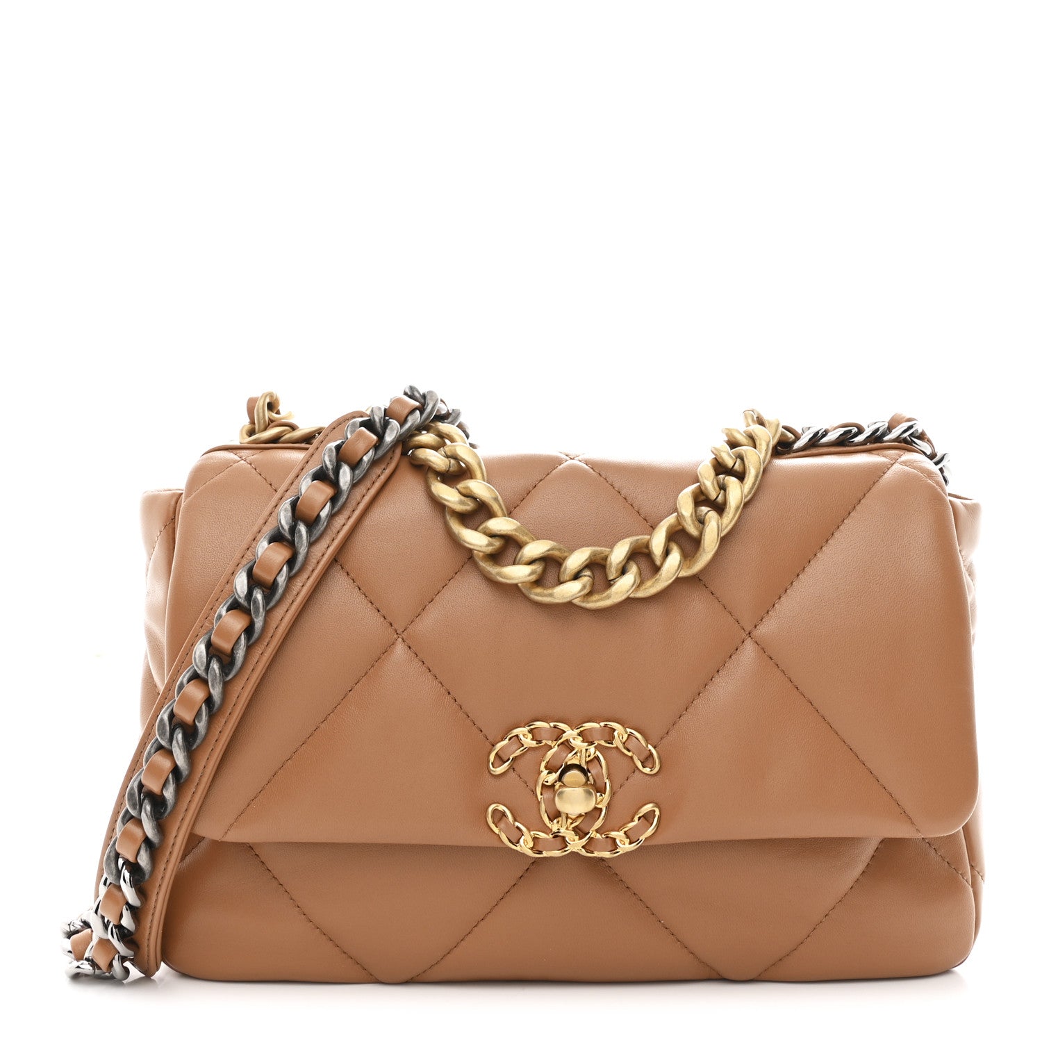 Chanel Lambskin Quilted Medium Chanel 19 Flap Brown 1 of 11