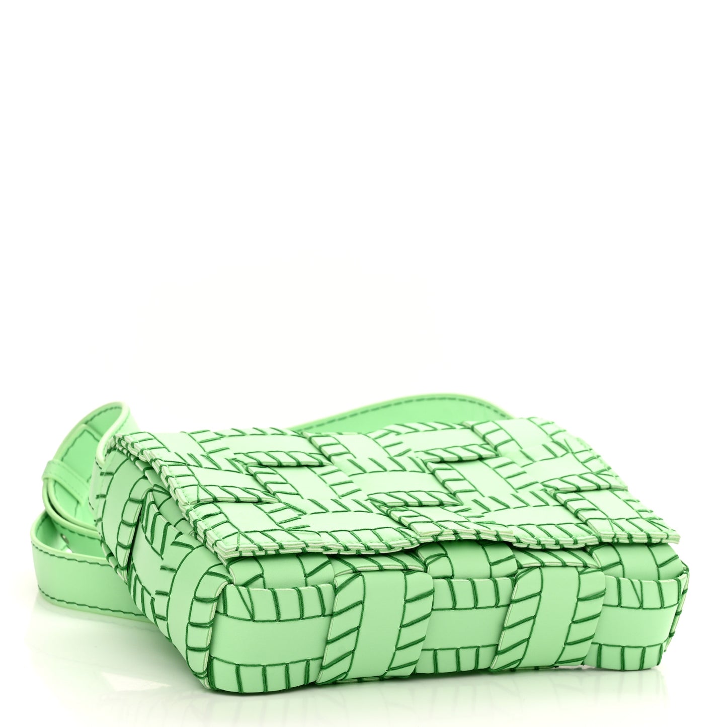 Nappa Maxi Intrecciato Overlock Stitched Cassette Crossbody Bag Parakeet