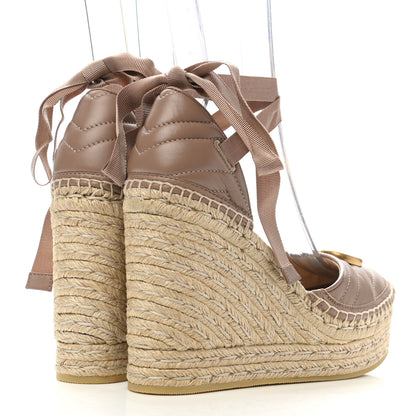 Gucci Nappa Matelasse GG Marmont Ankle Wrap Platform 35/120mm Espadrille Wedges 38.5 Porcelain Rose 4 of 10