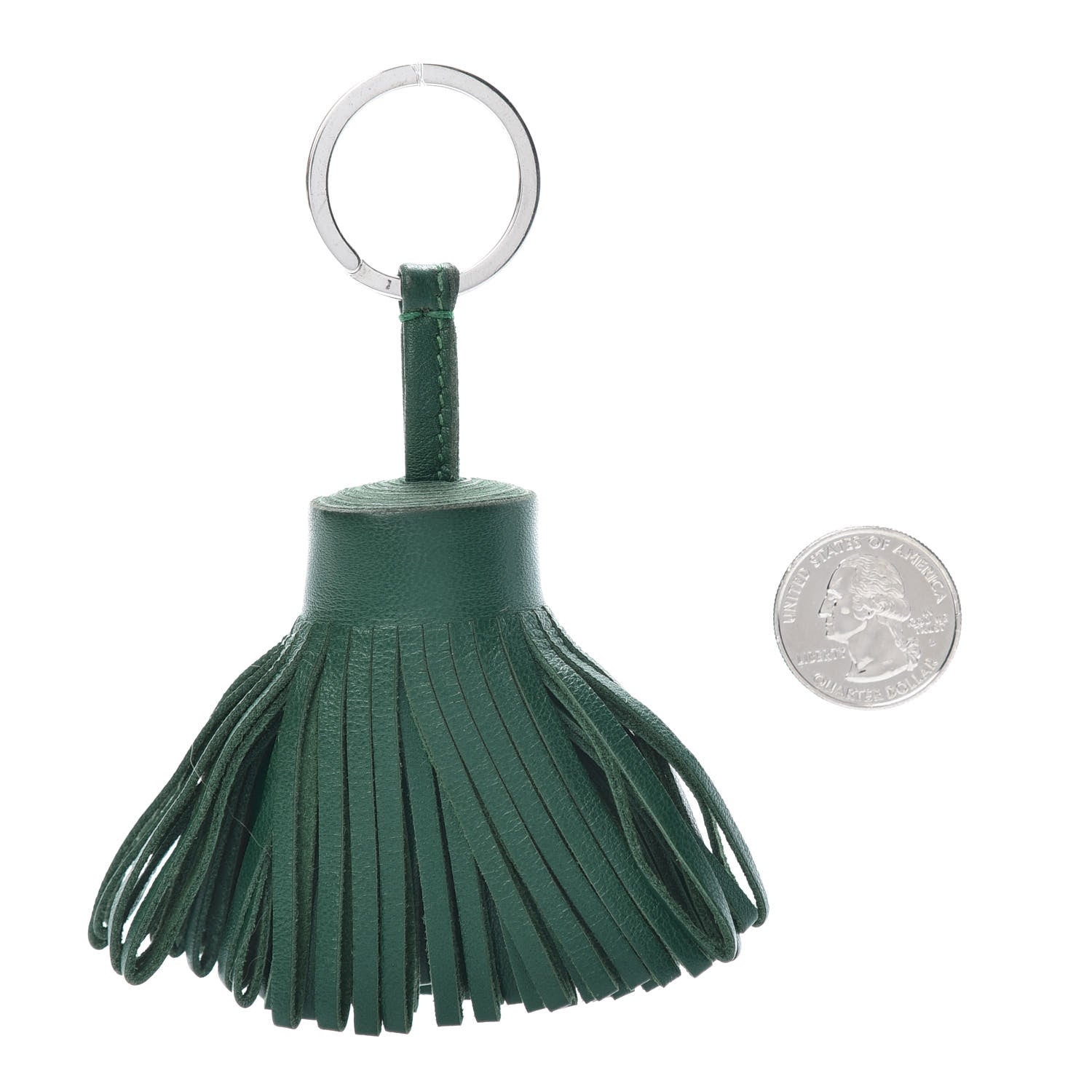 Hermes Lambskin Carmen Tassel Key Holder Malachite 2 of 4