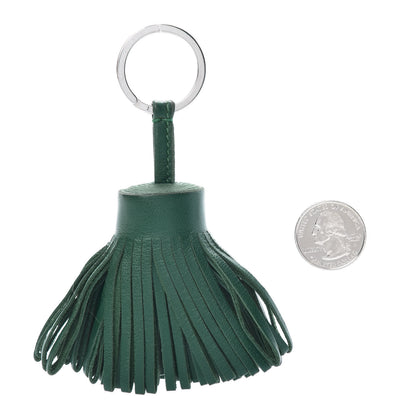 Hermes Lambskin Carmen Tassel Key Holder Malachite 2 of 4