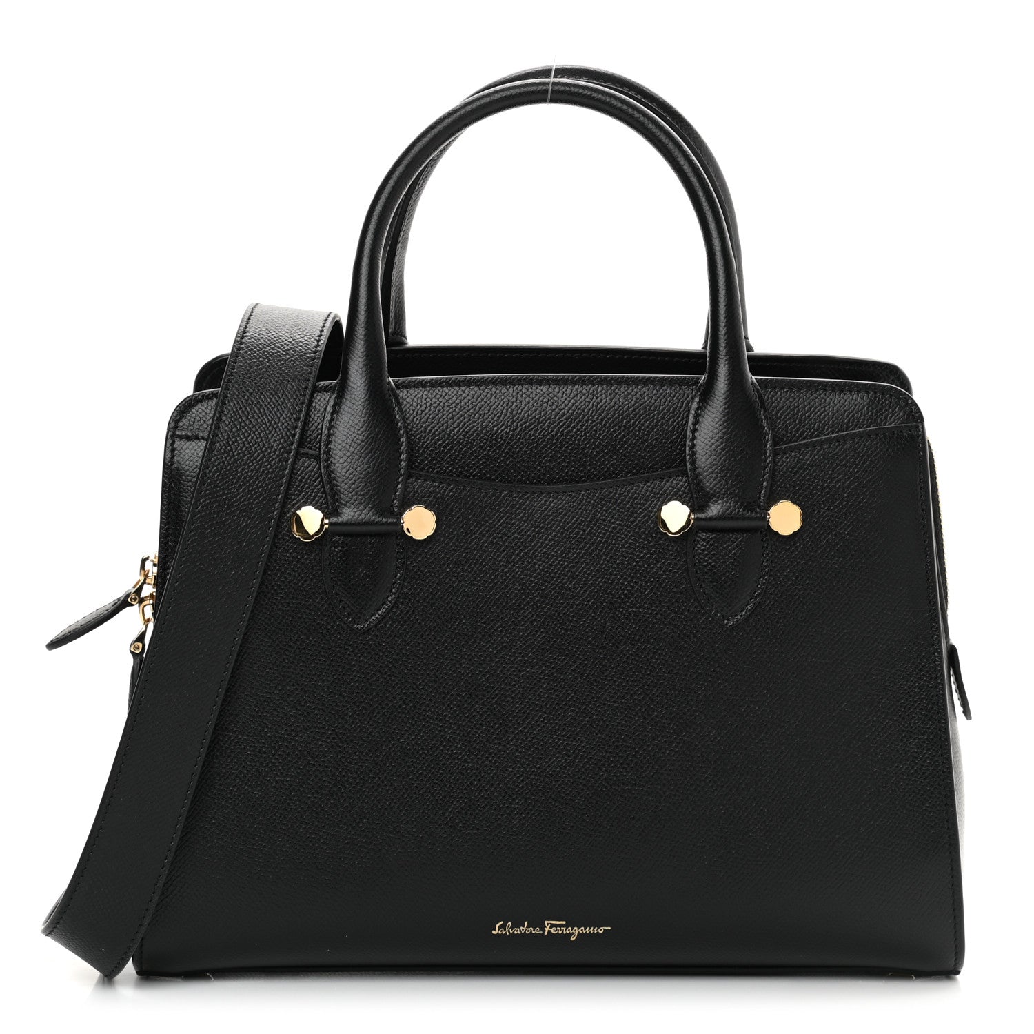 Salvatore Ferragamo Hammered Calfskin Today Satchel Black 1 of 10