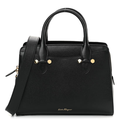 Salvatore Ferragamo Hammered Calfskin Today Satchel Black 1 of 10