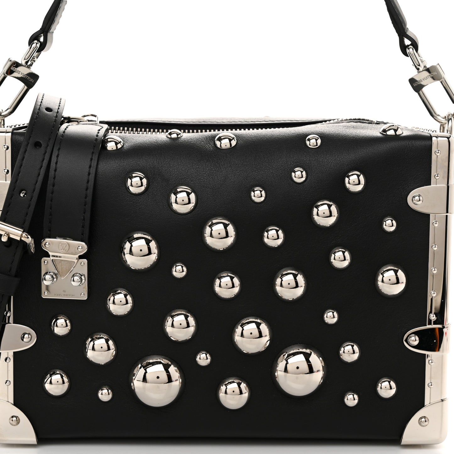 LV X YK Calfskin Brass Metal Dots Side Trunk Black