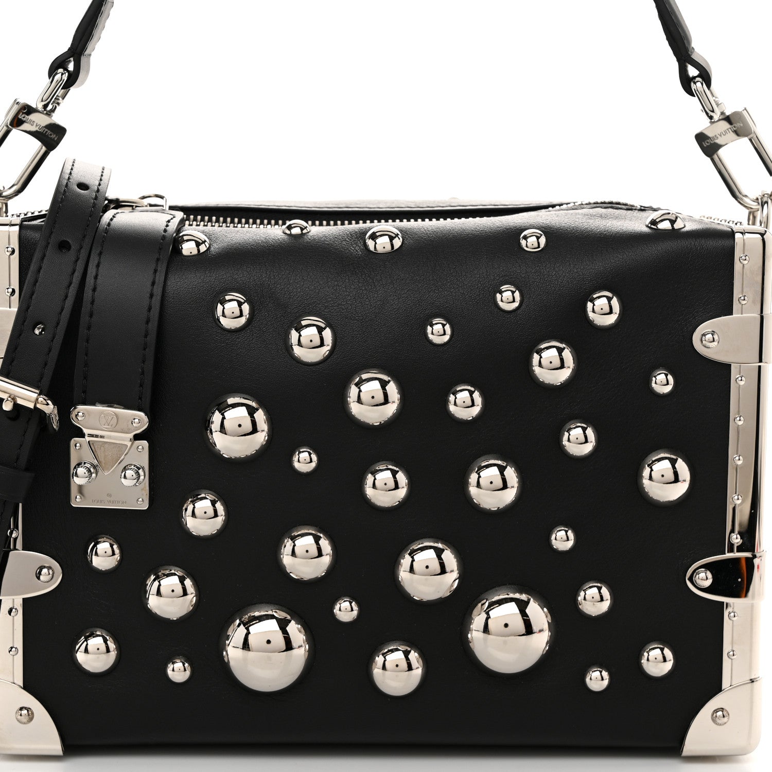 Louis Vuitton LV X YK Calfskin Brass Metal Dots Side Trunk Black 7 of 11