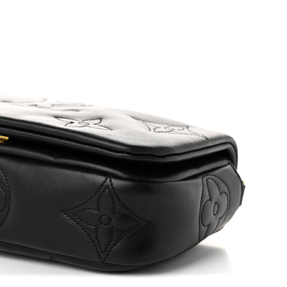 Louis Vuitton Calfskin Bubblegram Wallet On Strap Black 9 of 10