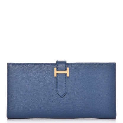 Hermes Chevre Mysore Bearn Gusset Wallet Bleu Agate 1 of 8