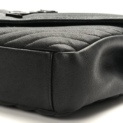 Saint Laurent Sheepskin Matelasse Chevron Monogram Monochrome Medium College Bag Black 9 of 10