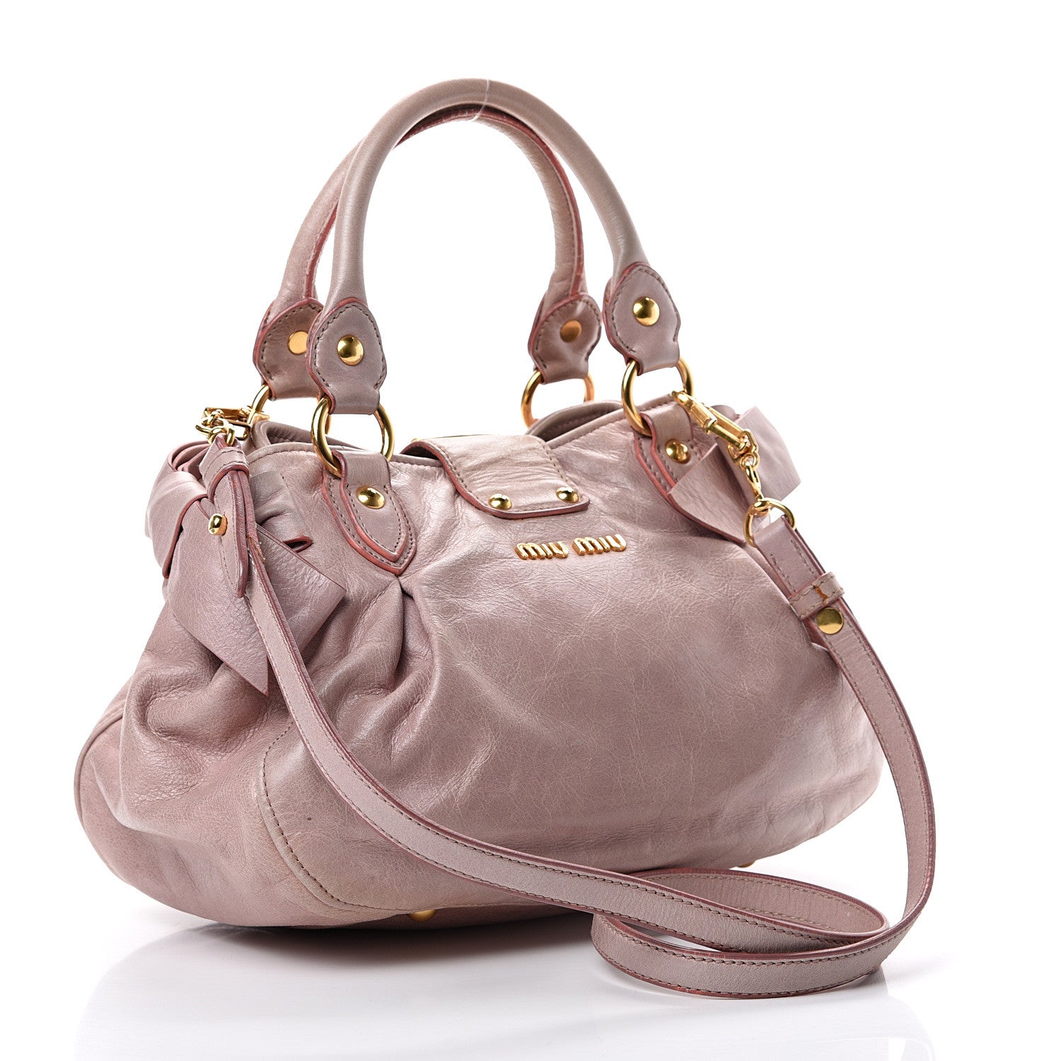 Miu Miu Vitello Lux Mini Bow Bag Mughetto 2 of 18