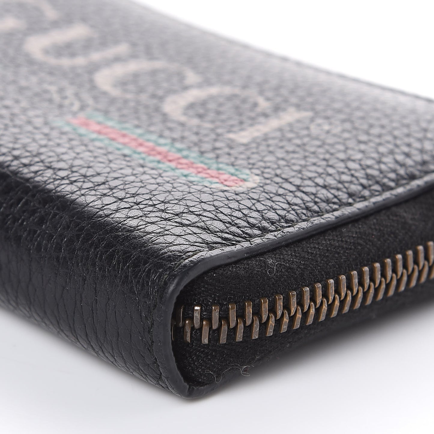 Calfskin Logo Zip Around Card Case Black