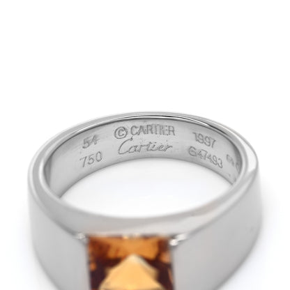 Cartier 18K White Gold Citrine Tank Ring 54 6.75 4 of 5