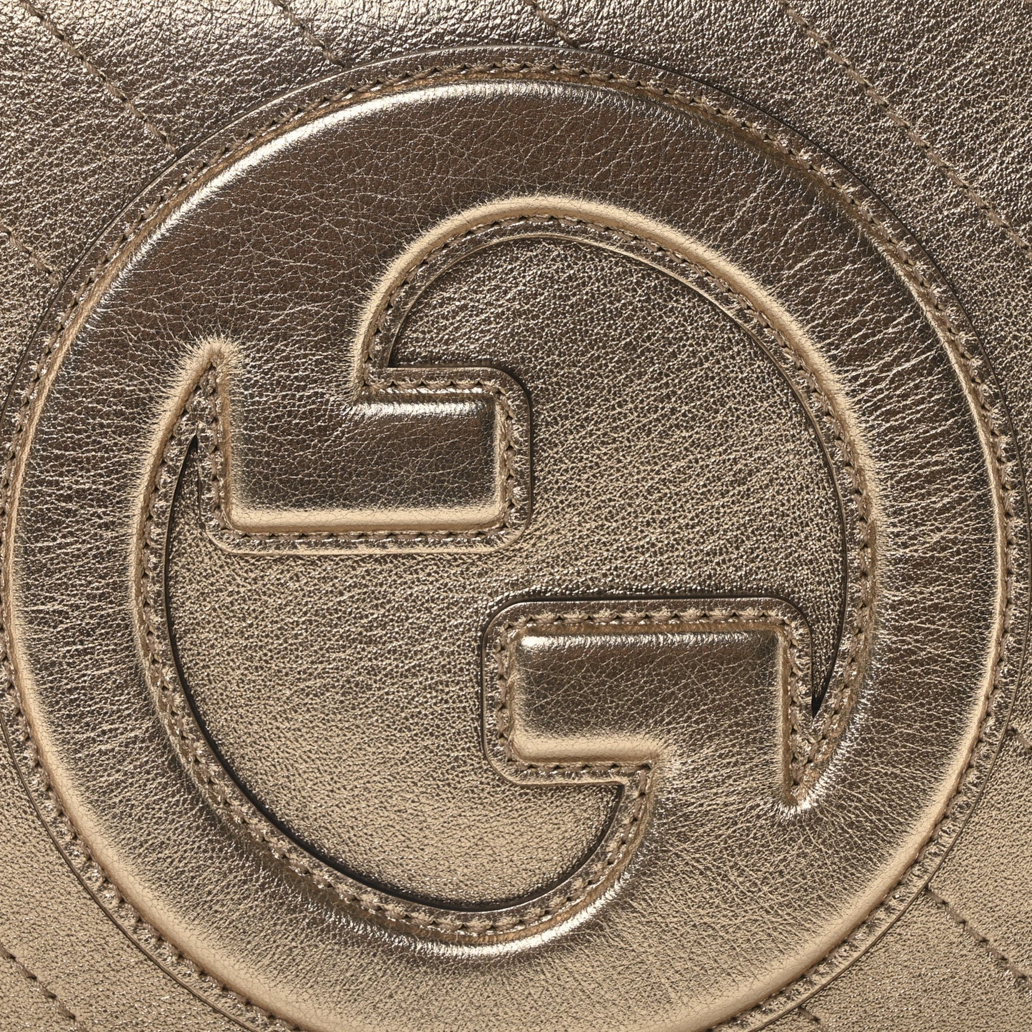 Metallic Sakai Be Green Calfskin Diagonal Stitched Small Blondie Shoulder Bag Golden Beige