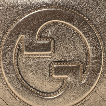 Gucci Metallic Sakai Be Green Calfskin Diagonal Stitched Small Blondie Shoulder Bag Golden Beige 8 of 10