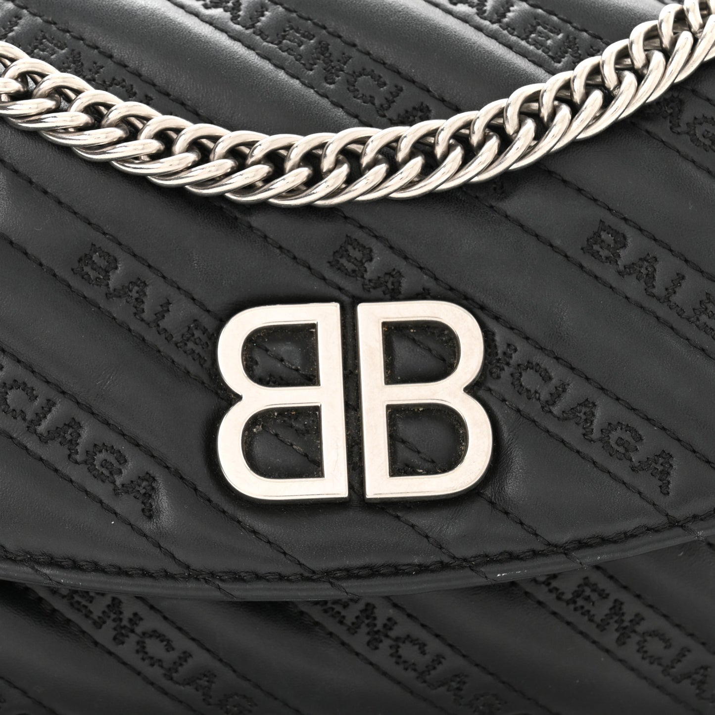Calfskin Logo Matelasse S BB Round Shoulder Bag Black