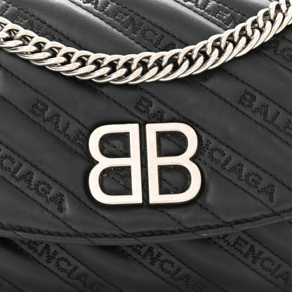 Balenciaga Calfskin Logo Matelasse S BB Round Shoulder Bag Black 8 of 12