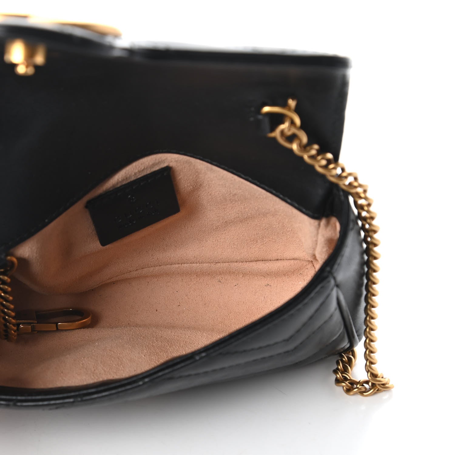 Gucci Calfskin Matelasse Super Mini GG Marmont Shoulder Bag Black 5 of 11