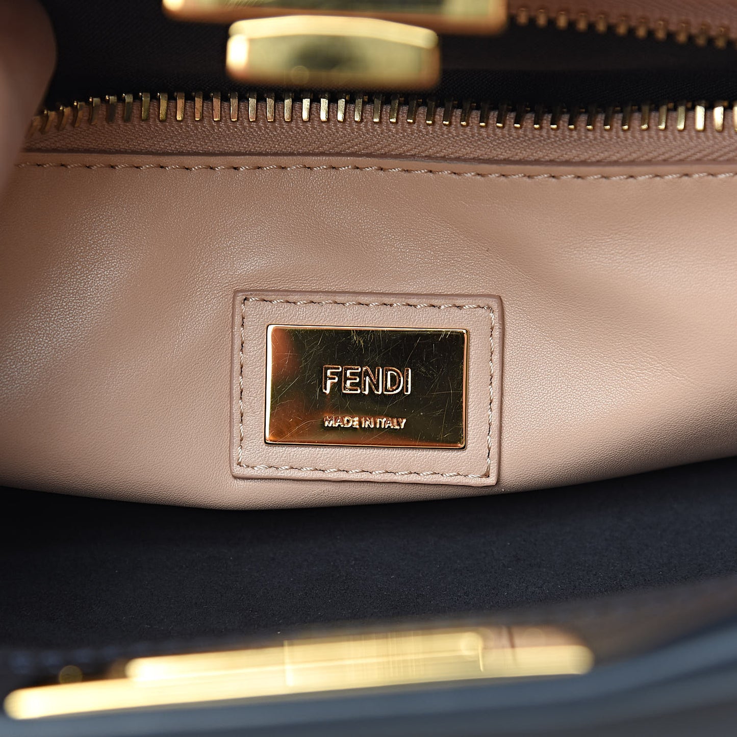 Vitello Seta Burro Medium Peekaboo Iconic Satchel Blue Notte Plaster