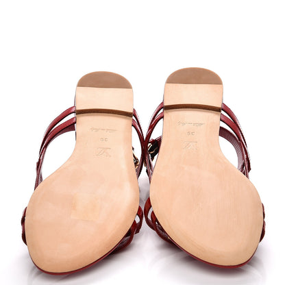 Louis Vuitton Patent Logo Crossing Flat Sandal 39 Rouge 7 of 9
