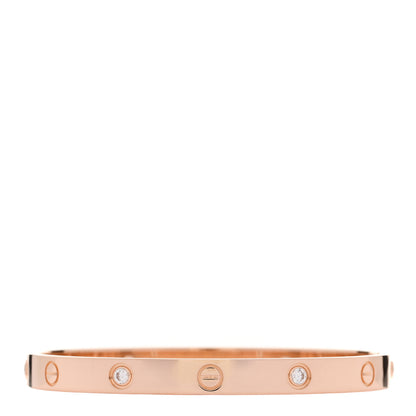 Cartier 18K Pink Gold 4 Diamond LOVE Bracelet 17 2 of 9