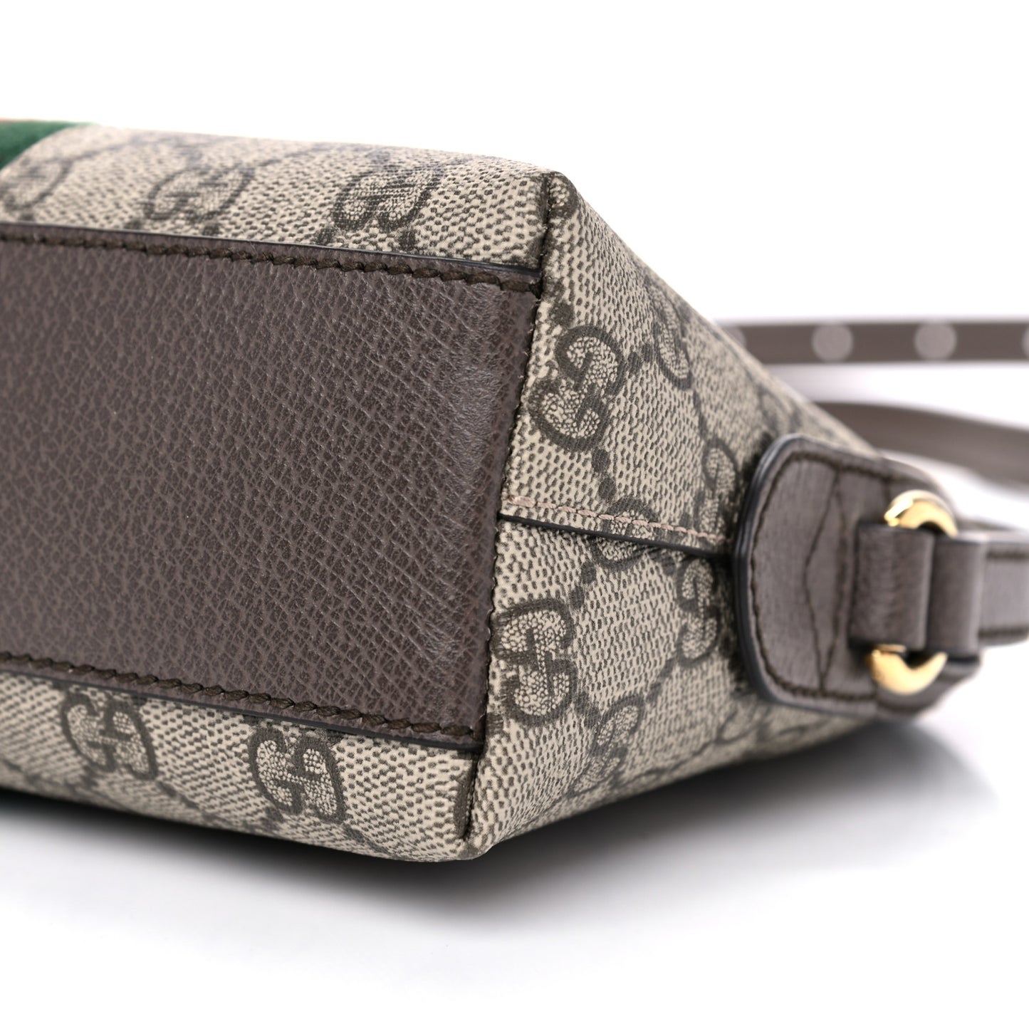 GG Supreme Monogram Textured Dollar Calfskin Web Small Ophidia Dome Shoulder Bag Beige Ebony New Acero