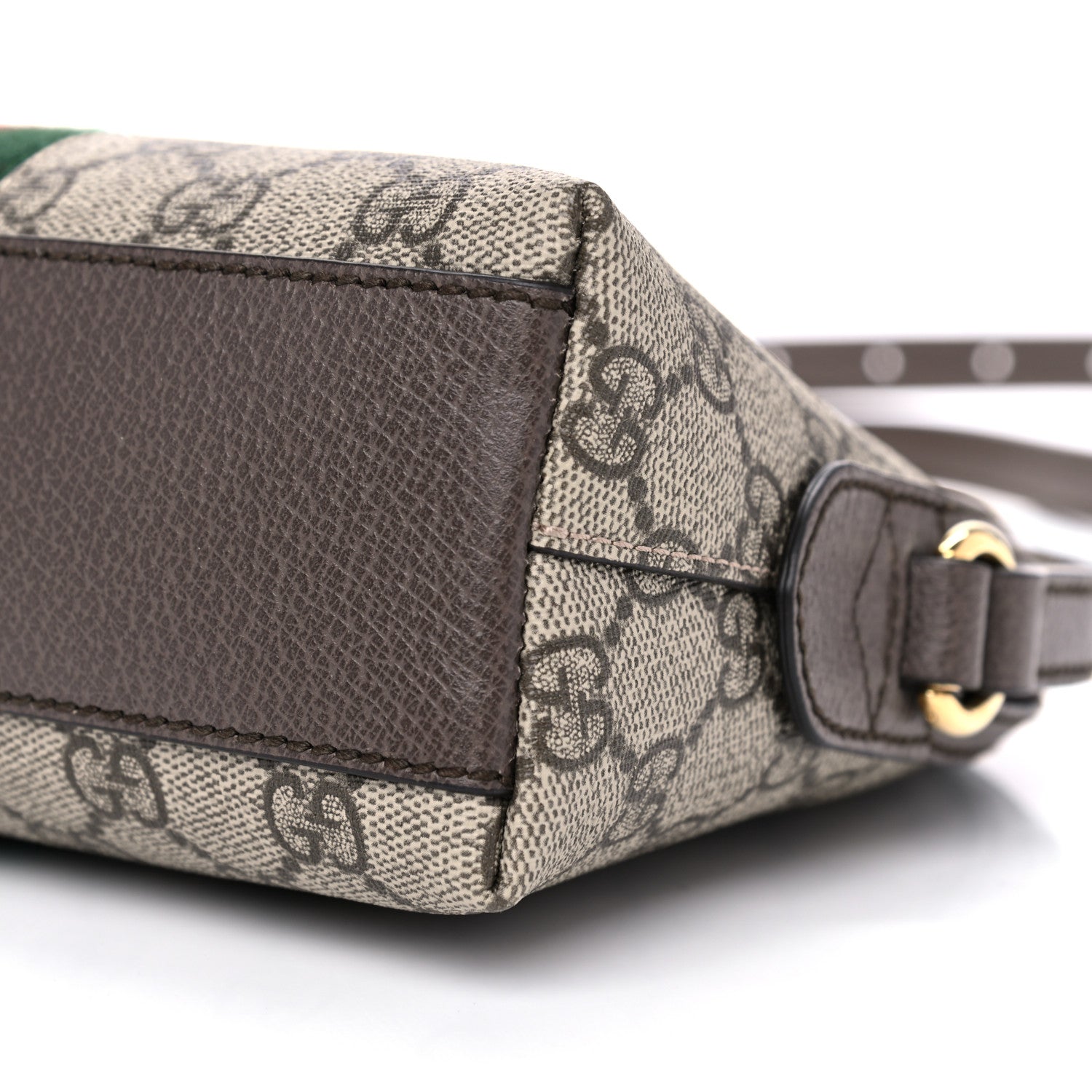 Gucci GG Supreme Monogram Textured Dollar Calfskin Web Small Ophidia Dome Shoulder Bag Beige Ebony New Acero 10 of 10
