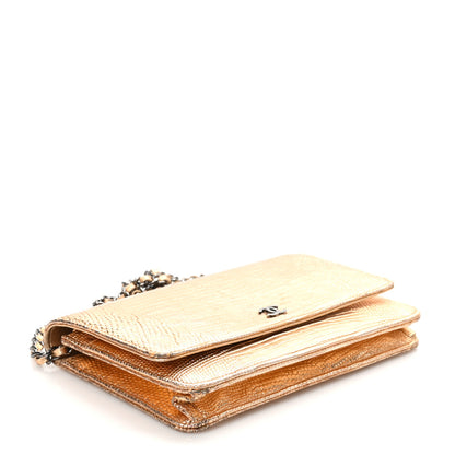 Chanel Metallic Lizard Wallet on Chain WOC Gold 4 of 10