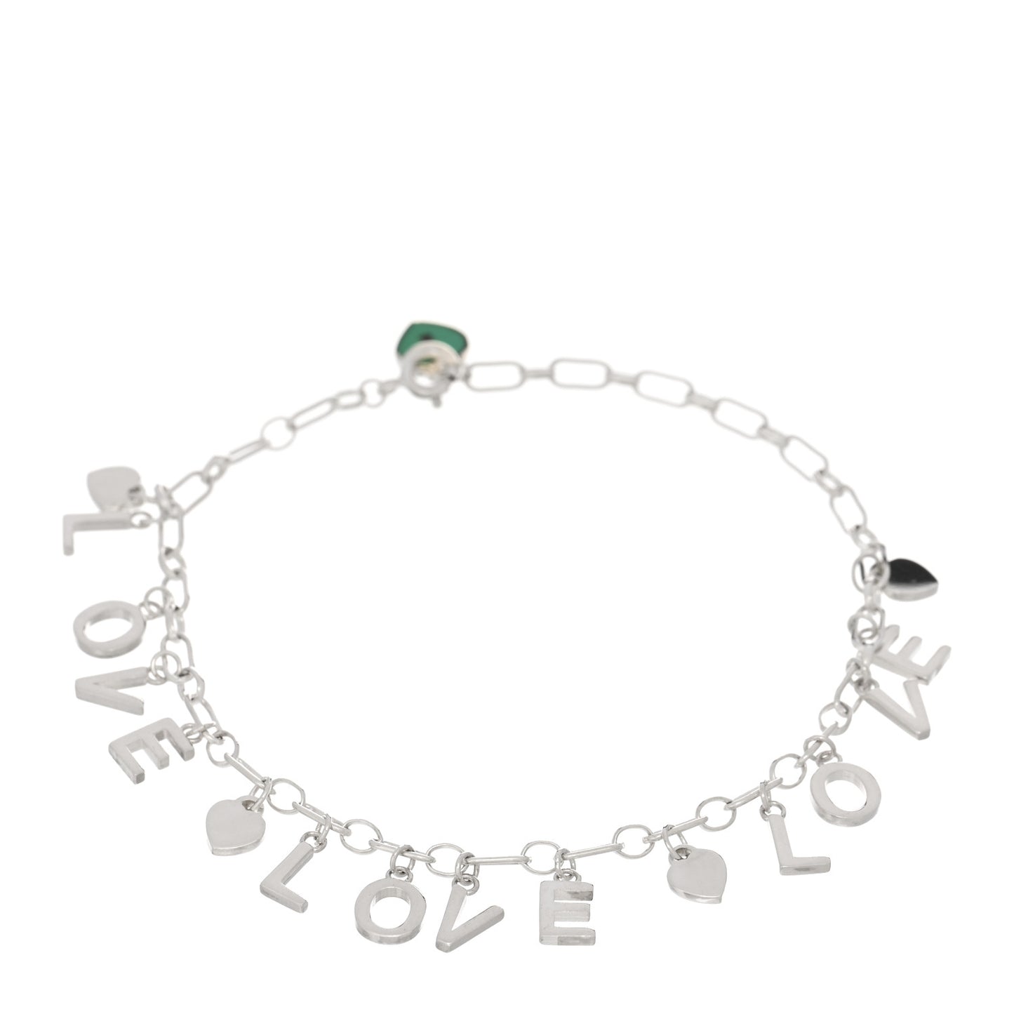 Sterling Silver Enamel Love Charm Bracelet Blue